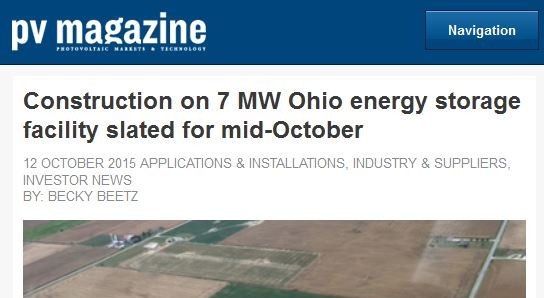 PV Magazine article on solar facility in Ohio